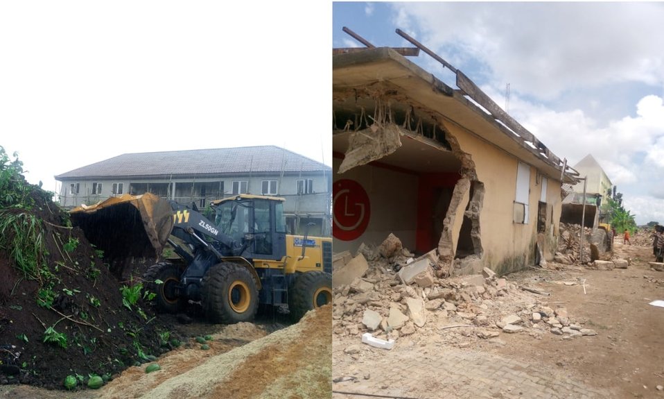 Abia clears shops, shanties along Railway Quarters for road project